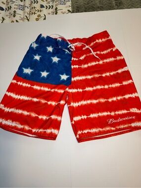 Budweiser Red, White & Blue Tie-Dye Flag Hybrid Shorts